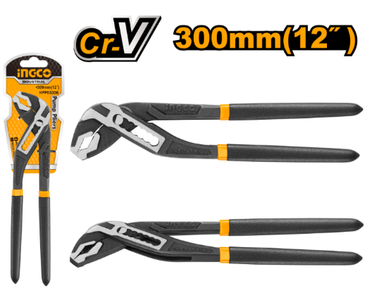 INGCO Pump Pliers 300mm Adjustable Wrench Heavy Duty Black Finish Tool