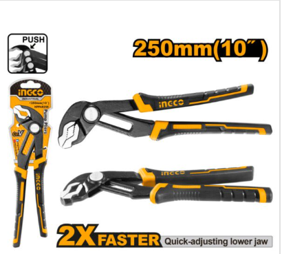 INGCO Pump Pliers 250mm Quick Adjust | HPP68258 | Quick-Adjusting Water Pump Pliers | Industrial Pliers
