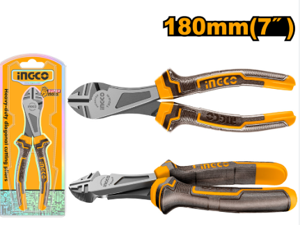 INGCO Heavy-Duty Diagonal Cutting Pliers 180mm - Durable CR-V Steel, Comfortable Grip, HHDCP08188