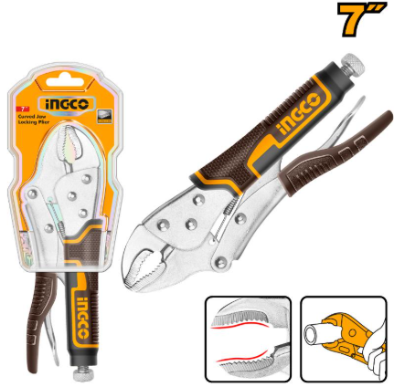 INGCO Curved Jaw Locking Pliers 7 Inch HCJLW0207 | Grip Pliers Heavy Duty