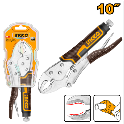 INGCO Curved Jaw Locking Plier 250MM (10 inch) - Heavy Duty Plier for Gripping and Fastening