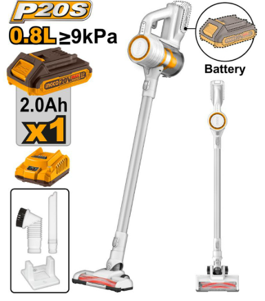 INGCO 20V VACUUM UPRIGHT 0.8L KIT - CVLI2006