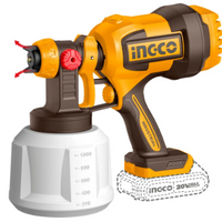 INGCO 20V Cordless Spray Gun CSGLI2004 - 1L Paint Sprayer, Battery Powered