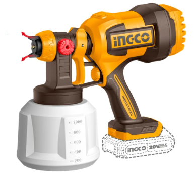 INGCO 20V Cordless Spray Gun CSGLI2004 - 1L Paint Sprayer, Battery Powered
