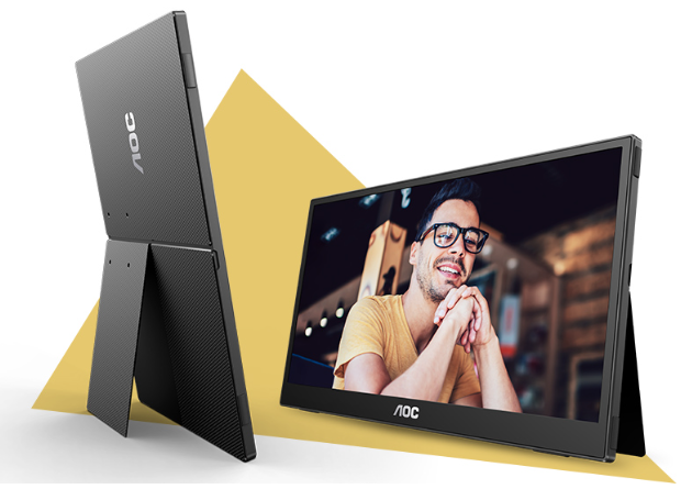 AOC-16T3E Monitor|USB C Powered|15.6 inch|IPS FHD 1920x1080|Portable|USB-C Powered x 2|Carry case|Pivot|VESA|3YR Warranty