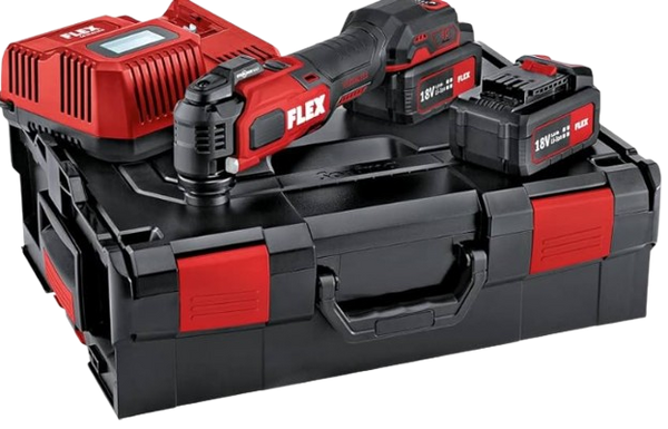 Flex Cordless multitool 18V set c/w 2x 5.0Ah batteries & 
intelligent charger in a carry case 518417
