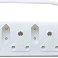 Acconet 6-Way Multiplug with 3x 16A SA and 3x 5A 2 Pin Sockets, Black | AC-MPLUG-IEC-6-B
