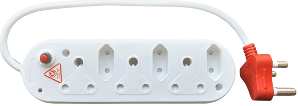 Acconet 6-Way Multiplug with 3x 16A SA and 3x 5A 2 Pin Sockets, Black | AC-MPLUG-IEC-6-B