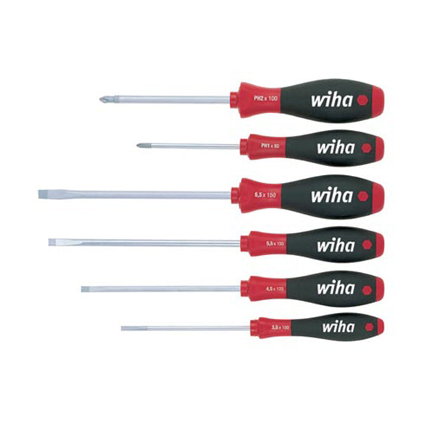 Wiha Screwdriver Set - 6 Piece SoftFinish - Phillips, Slotted - Precision Hand Tools for Professionals & DIY