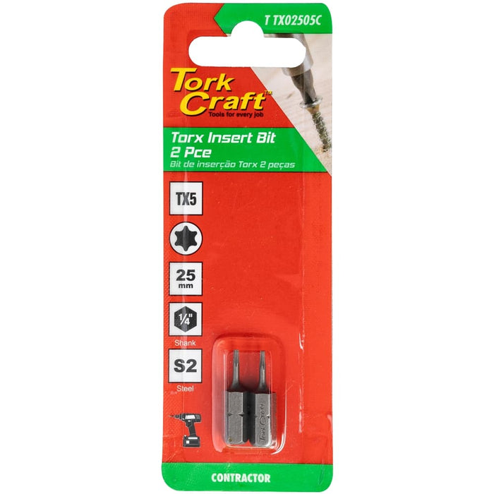 TORX TX 5 CLASSIC INSERT BIT 25MM 2PC CARDED