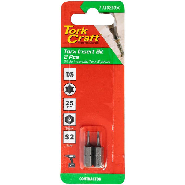 TORX TX 5 CLASSIC INSERT BIT 25MM 2PC CARDED