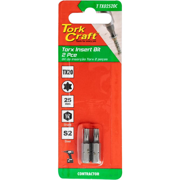 TORX TX 20 CLASSIC INSERT BIT 25MM 2PC CARDED
