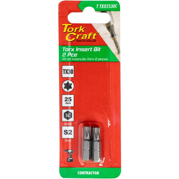 TORX TX 30 CLASSIC INSERT BIT 25MM 2PC CARDED