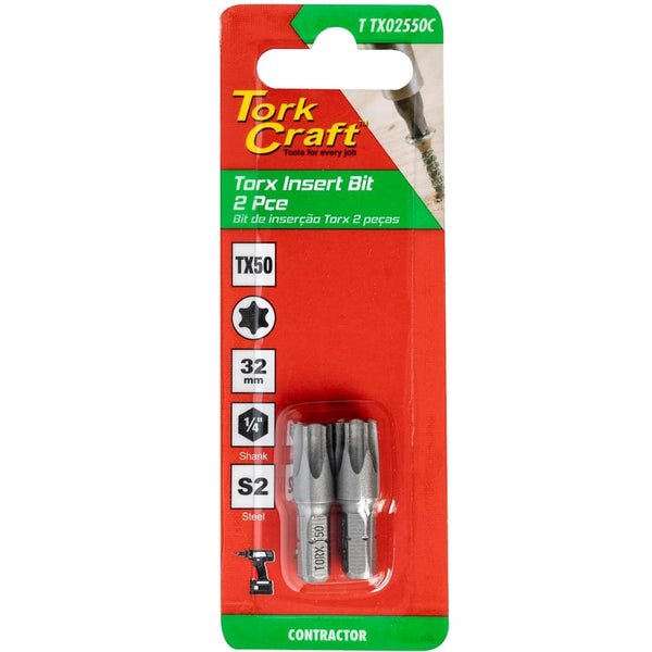 TORX TX 50 CLASSIC INSERT BIT 25MM 2PC CARDED