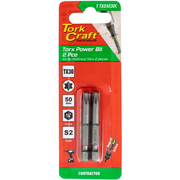 TORX TX 30 CLASSIC POWER BIT 50MM 2PC CARDED