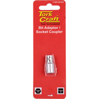Tork Craft Bit Adaptor Socket Coupler - 1/4' Hex Shank to 1/4' Square Female Socket - Power Tool Accessory