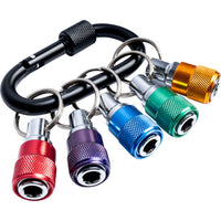 Quick Release Bit Holder Set - 5PC Colorful Screwdriver Bits on Carabiner Clip for Contractor Automotive DIY