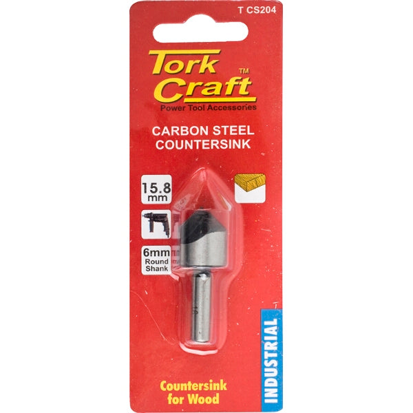 Tork Craft Carbon Steel Countersink Bit 15.8mm 5/8" for Woodworking. Countersink Drill Bit for Wood, Deburring.