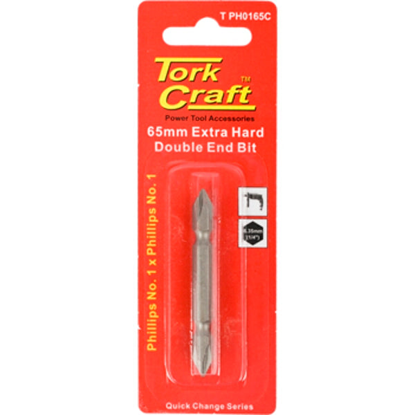 Tork Craft 65mm Extra Hard Phillips Double End Bit #1 - Power Tool Accessory
