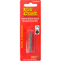 Tork Craft 45mm Double End Screwdriver Bit: Pozi 2 x Slotted 5mm - Extra Hard