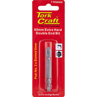 Tork Craft Double End Bit: 65mm Extra Hard Pozi No. 2 & Slotted 5mm - Power Tool Accessory