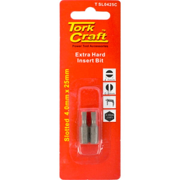 Tork Craft Slotted Insert Bit 4mm x 25mm - Extra Hard Power Tool Accessory