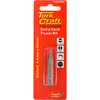 Tork Craft Slotted Power Bit 4.0mm x 50mm - Extra Hard Screwdriver Bit for Power Tools - T SL0450C