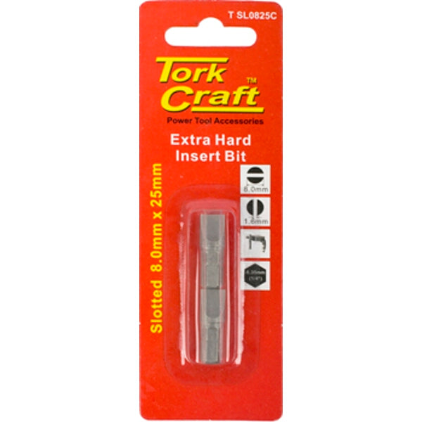 Tork Craft Slotted Insert Bit 8mm - Extra Hard Screwdriver Bit
