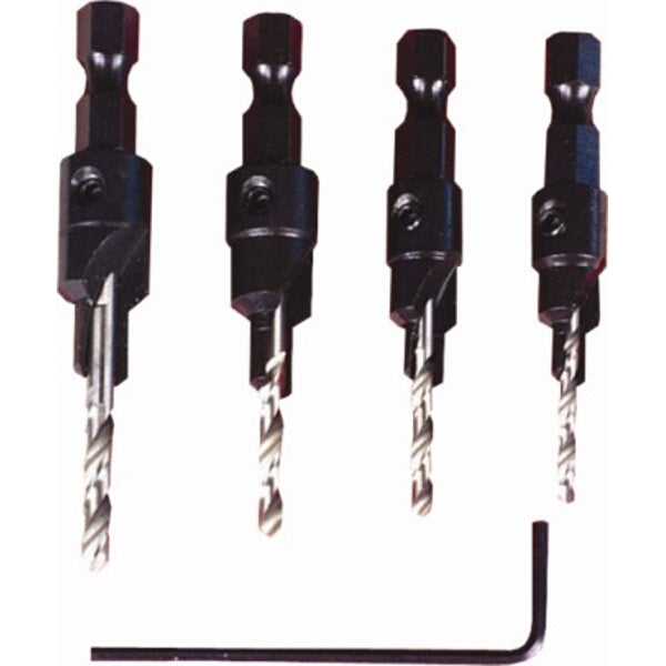 Screw Pilot Bit Set: Drill & Countersink. Sizes 6, 8, 10, 12