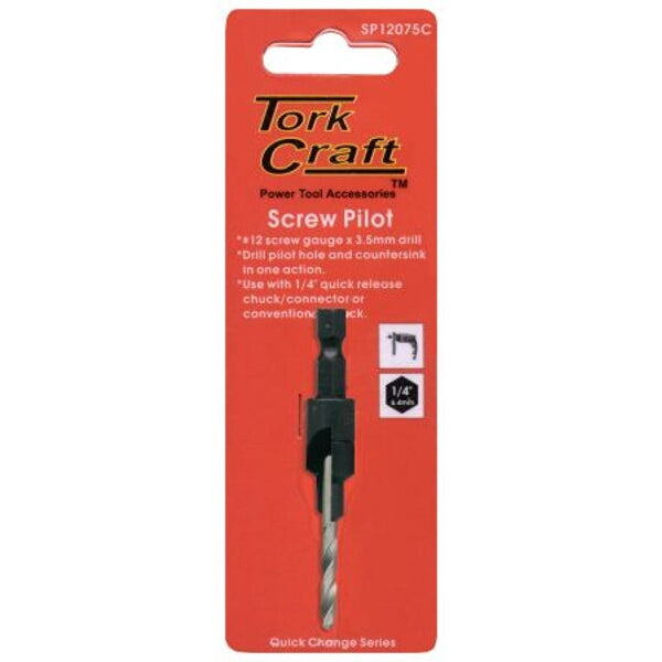 Tork Craft Screw Pilot #12 Drill Bit Countersink - Quick Change