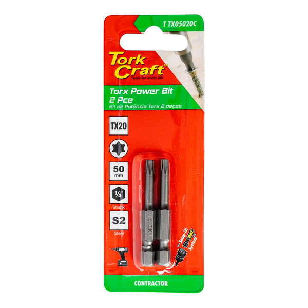 TORX TX 20 CLASSIC POWER BIT 50MM 2PC CARDED