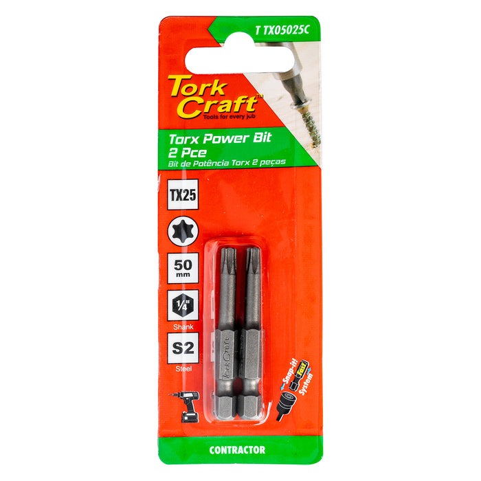TORX TX 25 CLASSIC POWER BIT 50MM 2PC CARDED
