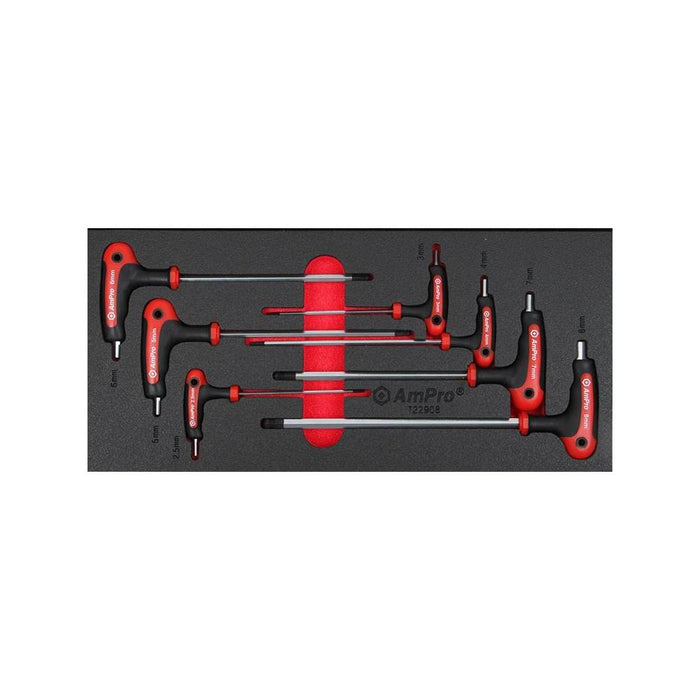 AmPro: 7Pc T-Handle Ball Point & Hex Wrench Set Metric -  T22908