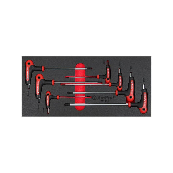 AmPro: 7Pc T-Handle Ball Point & Hex Wrench Set Metric -  T22908