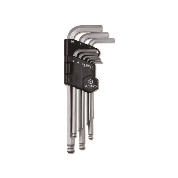 AmPro: Allen Key Set L-Type  Long With Ball 9Pc -  T22933