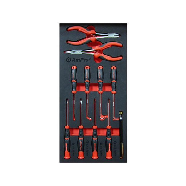 AmPro: 11Pc Precision Screwdrivers, Pliers & Pick  Tray Set -  T28743