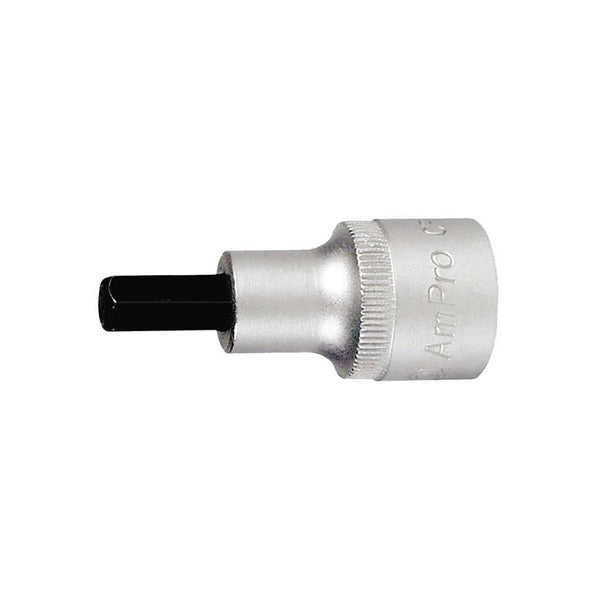 AMPRO 1/2" Drive 5mm Hex Bit Socket - 55mm Length. Silver socket with black hex bit. T33045