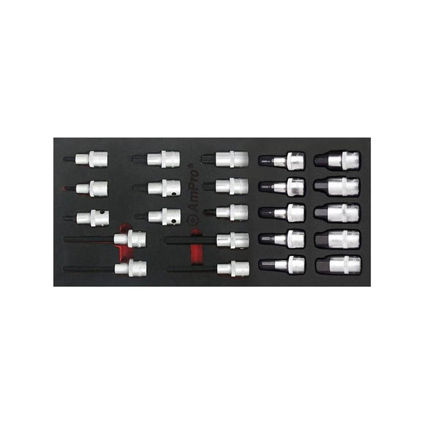 AmPro: 23Pc 1/2" Dr. Hex & Star Bit Socket Set -  T33236