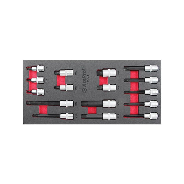 AmPro: 16Pc 1/2" Dr Spline Bit Socket Set -  T33244