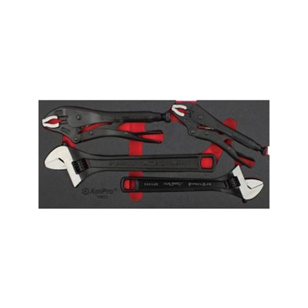 AmPro: 4Pc Adjustable Wrench & Lock Grip Pliers Set -  T39822
