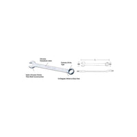 Chrome Vanadium Combination Wrench with Convex Drive, 15-Degree Offset and Satin Chrome Finish