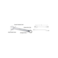 AMPRO 8mm 45-Degree Offset Combination Wrench - Convex Drive, Chrome Vanadium Steel