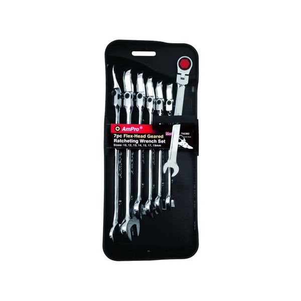 AmPro: Spanner Set Flex Head With Geared Ratchet -  T42382