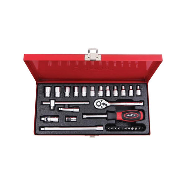 AmPro: 30Pc 1/4" Dr. 6Pt Socket Set Metric -  T45016