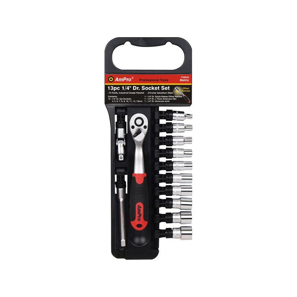 AmPro: 13Pc 1/4" Dr. Socket Set Metric -  T45040