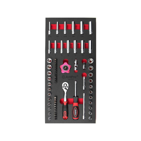 AmPro: 65Pc 1/4" Dr. Socket Set Metric & Sae -  T45122