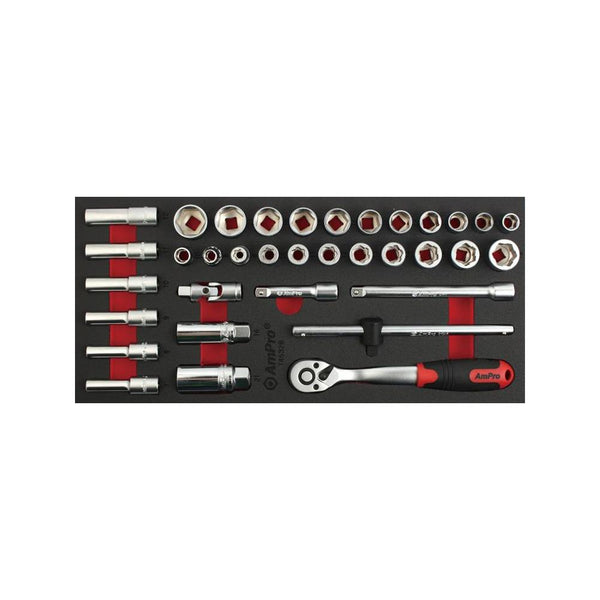 AmPro: 35Pc 3/8" Dr. Socket & Bolt Extractor Socket Set -  T45328