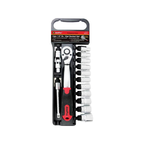 AmPro: 14Pc 1/2" Dr. 12Pt Socket Set -  T45444
