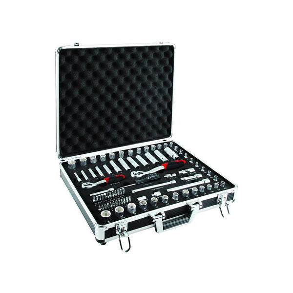 AmPro: 81Pc 1/4" & 3/8" Dr. Aluminum Case Socket Set Metric & Sae -  T45907