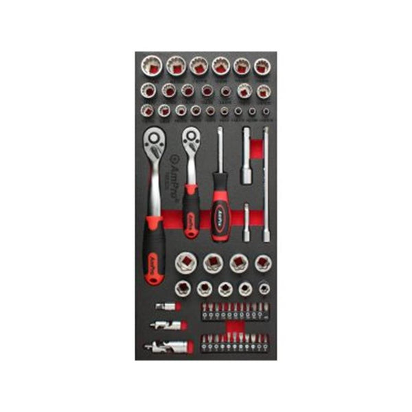 AmPro: 62Pc 1/4" & 3/8" Dr. Fits-All & Bolt Extractor Socket Set -  T46305